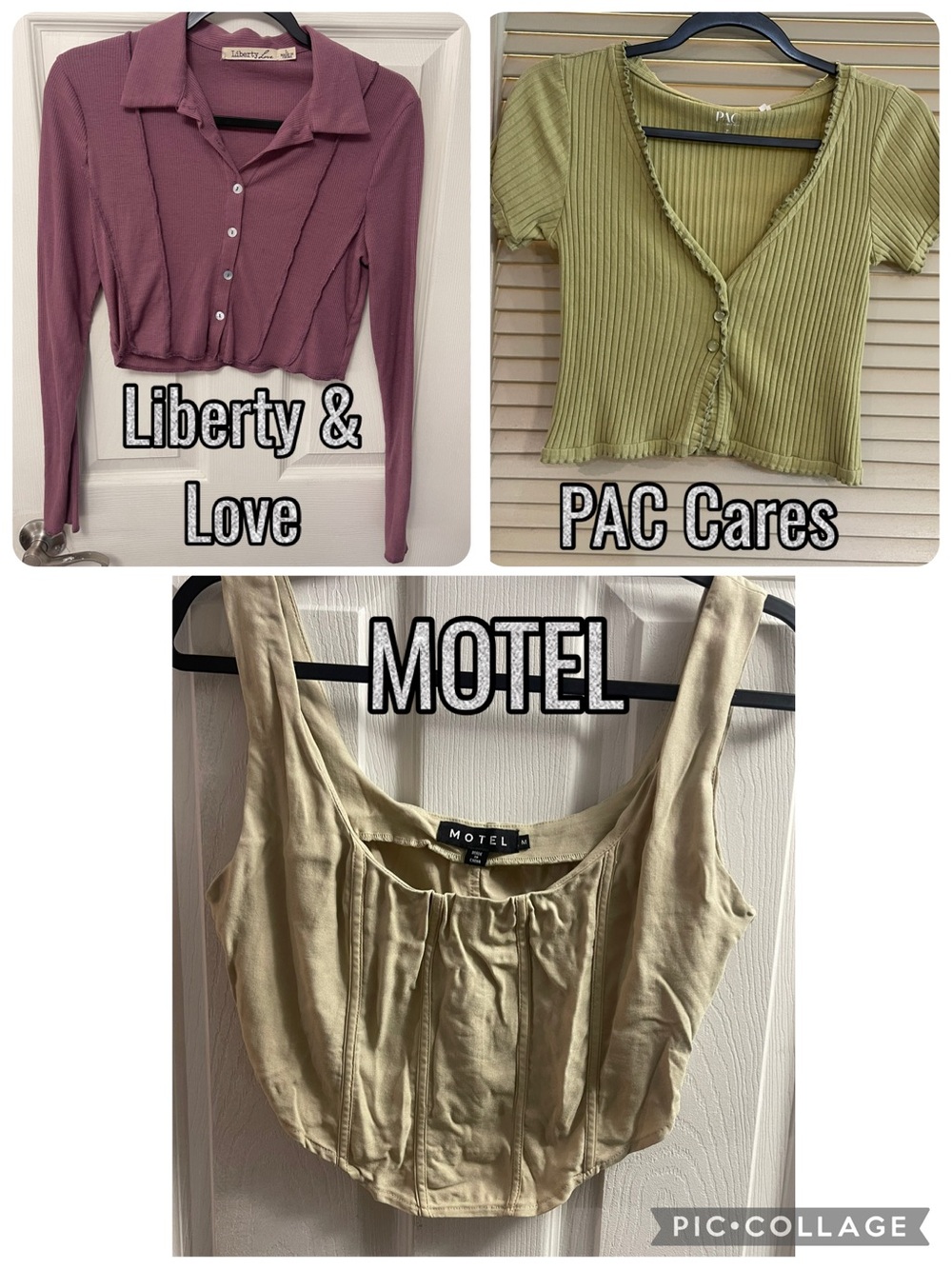 (3) Piece Crop Top Bundle•MOTEL•Liberty Love• PAC cares